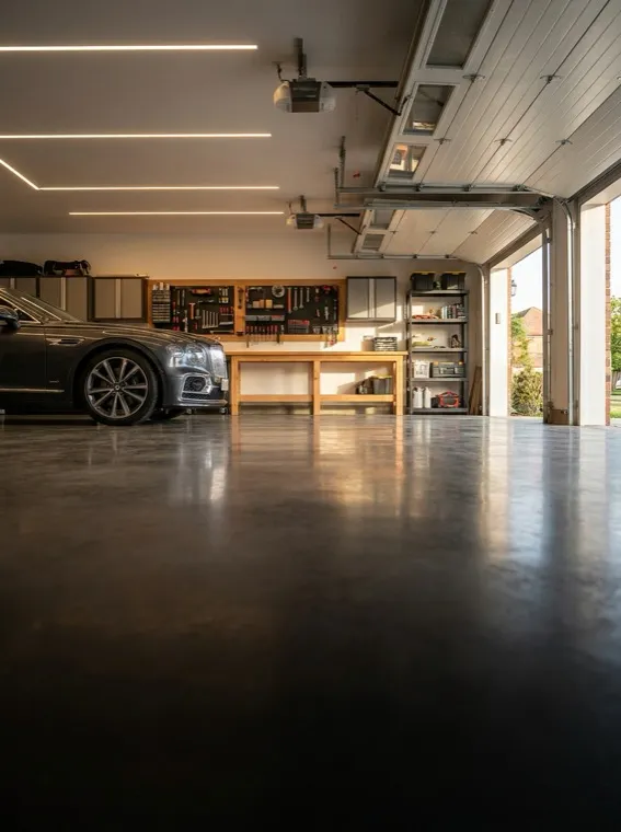 Clean organized home garage and workshop